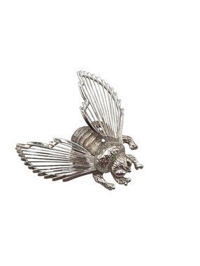 Monet Bee Brooch Pin Insect Jewelry Wire Wings Silver Tone Vintage 1970s